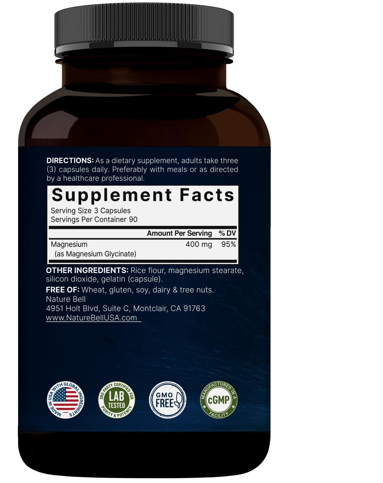 NatureBell Magnesium Glycinate 400mg Elemental, 270 Capsules | 100% Chelated for High Absorption | Supports Muscle, Bone & Heart Health | Non-GMO, Gluten-Free, Vegan - dailyvitalstore