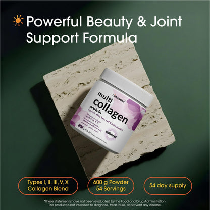 NatureBell Multi Collagen Protein Powder - 600g - Hydrolyzed Collagen Peptides - for Skin, Hair, Nail, Joint & Bone Health Support* - Grass-Fed & Keto-Friendly - Unflavored - dailyvitalstore