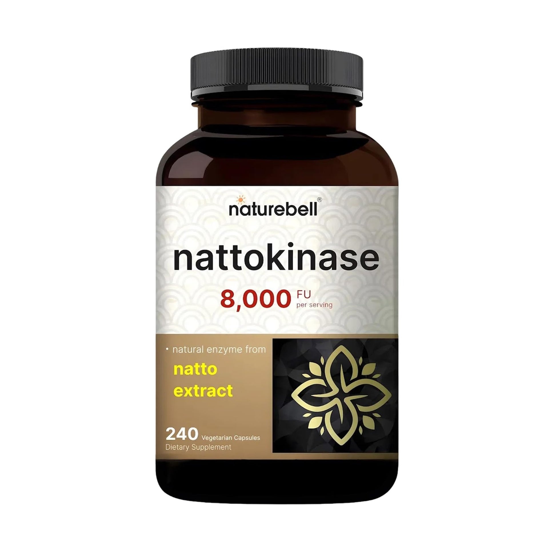NatureBell Nattokinase - 240 Capsules - 8,000 FU Max Strength from Fermented Natto Extract - for Heart Health - dailyvitalstore