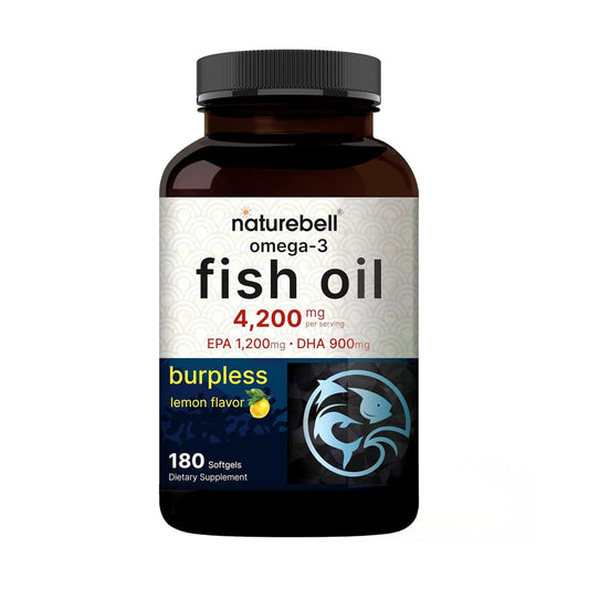 NatureBell Omega-3 Fish Oil - 180 Softgels - Support for Joint, Brain & Heart Health* - with EPA & DHA - No Burps or Fishy Aftertaste - Non-GMO - dailyvitalstore