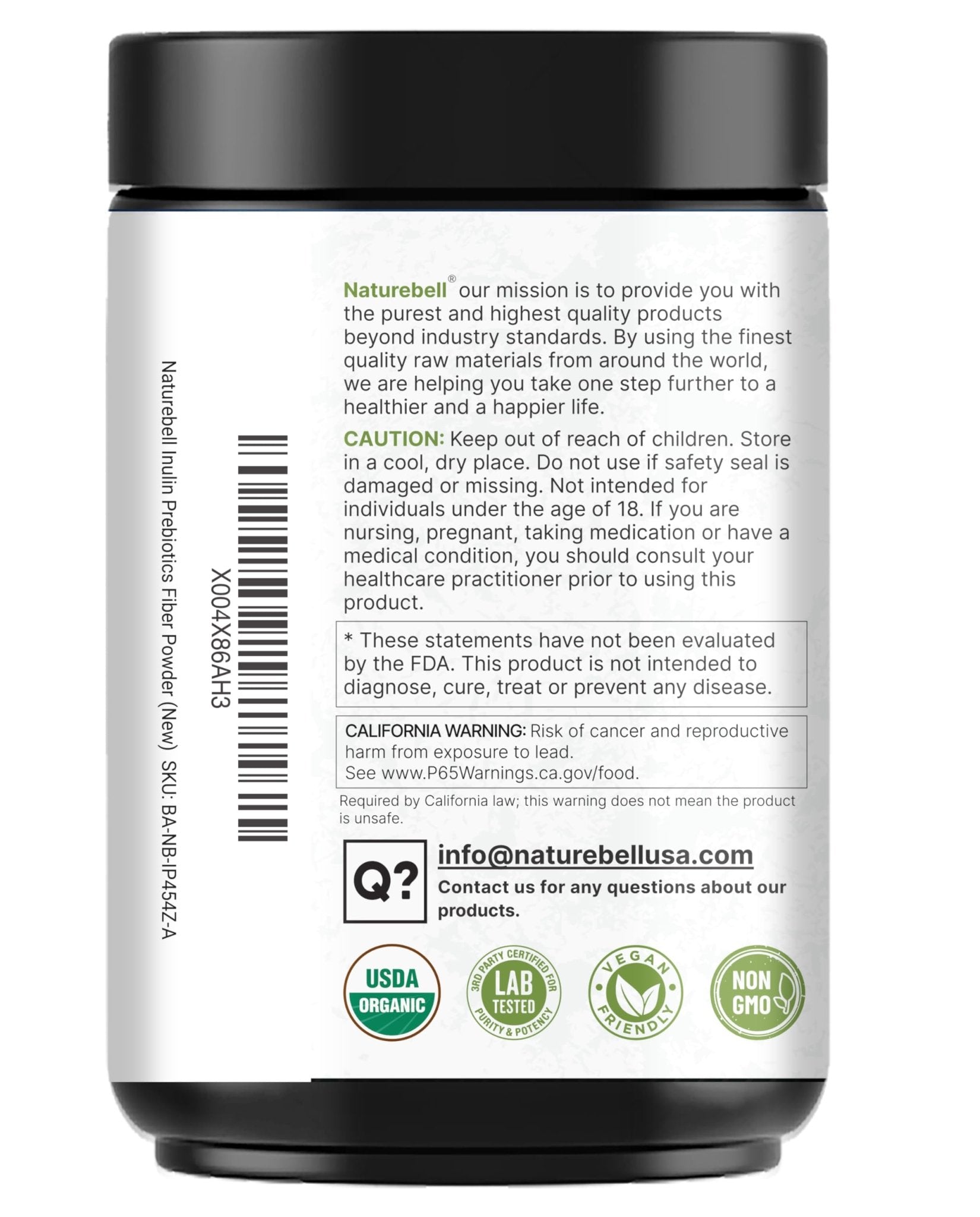 NatureBell Organic Inulin Prebiotic Fiber Powder, 1lb | Natural Chicory Root Source – Easily Mixes with Coffee or Smoothies – Fiber Supplement for Women & Men - dailyvitalstore