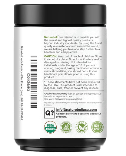 NatureBell Organic Inulin Prebiotic Fiber Powder, 1lb | Natural Chicory Root Source – Easily Mixes with Coffee or Smoothies – Fiber Supplement for Women & Men - dailyvitalstore