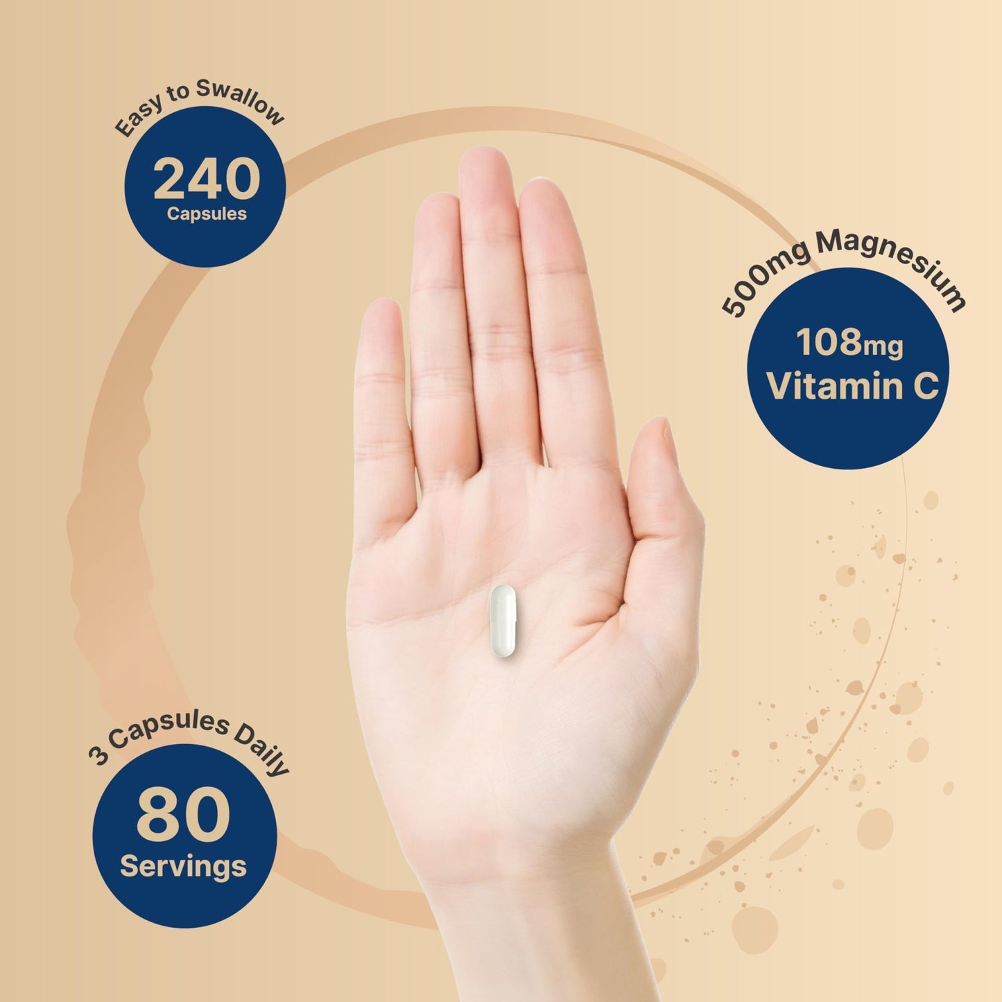 NatureBell Pure Magnesium Citrate 500mg per 3 Capsules Serving Size, 240 Capsules per Bottle - dailyvitalstore