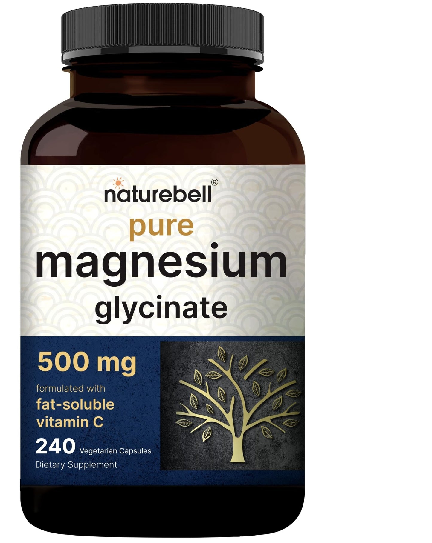 Naturebell Pure Magnesium Glycinate 500mg, 240 Veggie Capsules | 100% Chelated & Purified – 3rd Party Tested, Vegan Friendly, Non-GMO, Fiiler Free - dailyvitalstore