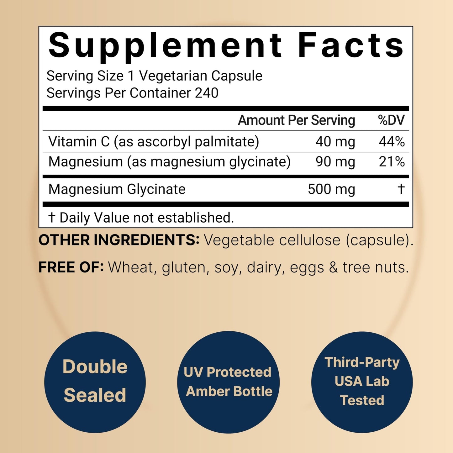 Naturebell Pure Magnesium Glycinate 500mg, 240 Veggie Capsules | 100% Chelated & Purified – 3rd Party Tested, Vegan Friendly, Non-GMO, Fiiler Free - dailyvitalstore