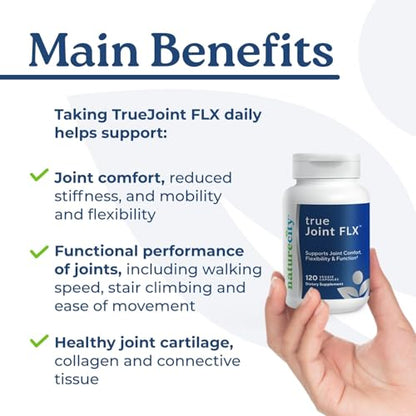 NatureCity True-Joint FLX Joint Supplement Formula (120 Capsules) | TamaFlex, NEM Eggshell Membrane, Levagen+ PEA & CuberUp | Supports Joint Comfort, Flexibility, Mobility, Function & Cartilage Health - dailyvitalstore