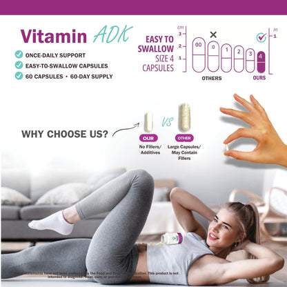 NatureGenX ADK Vitamin Supplement – Vitamins A, D3 & K2 MK-7 for Bone Health & Calcium Absorption – Gluten-Free, Non-GMO, Soy-Free - dailyvitalstore