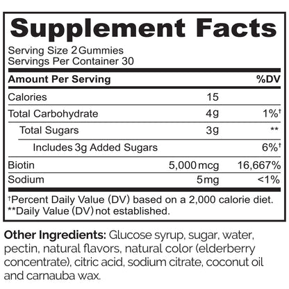NATURELO Biotin Gummies - Supports Healthy Hair, Skin & Nails - High Potency 2500 mcg - Non GMO, Gluten Free - 60 Gummies - dailyvitalstore