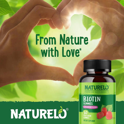 NATURELO Biotin Gummies - Supports Healthy Hair, Skin & Nails - High Potency 2500 mcg - Non GMO, Gluten Free - 60 Gummies - dailyvitalstore