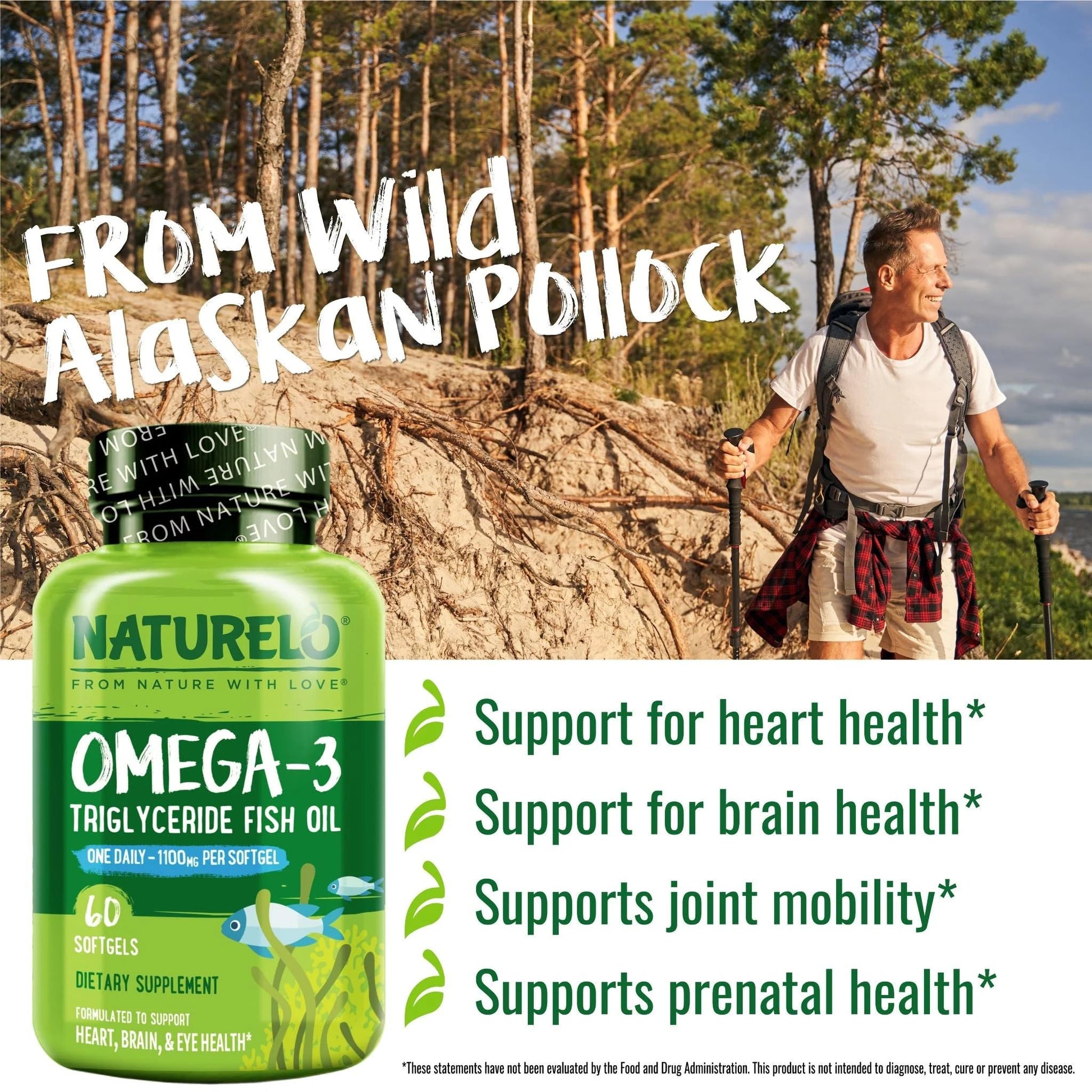 NATURELO Burpless Omega 3 Fish Oil Supplement - 1100mg Triglyceride Omega-3, EPA + DHA, Liquid Fish Oil for Heart, Eye, Brain, Joint Health - dailyvitalstore