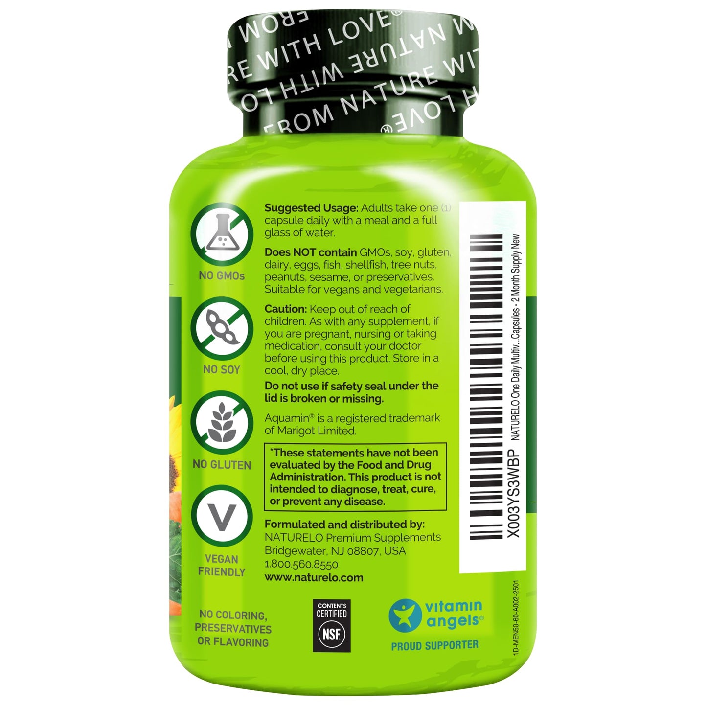 NATURELO Mens Multivitamins for Men 50+ - One Daily Multivitamin for Men with Vitamins, Minerals & Organic Whole Foods, Boost Energy & Health, Non-GMO, 60 Vegetarian Capsules - dailyvitalstore