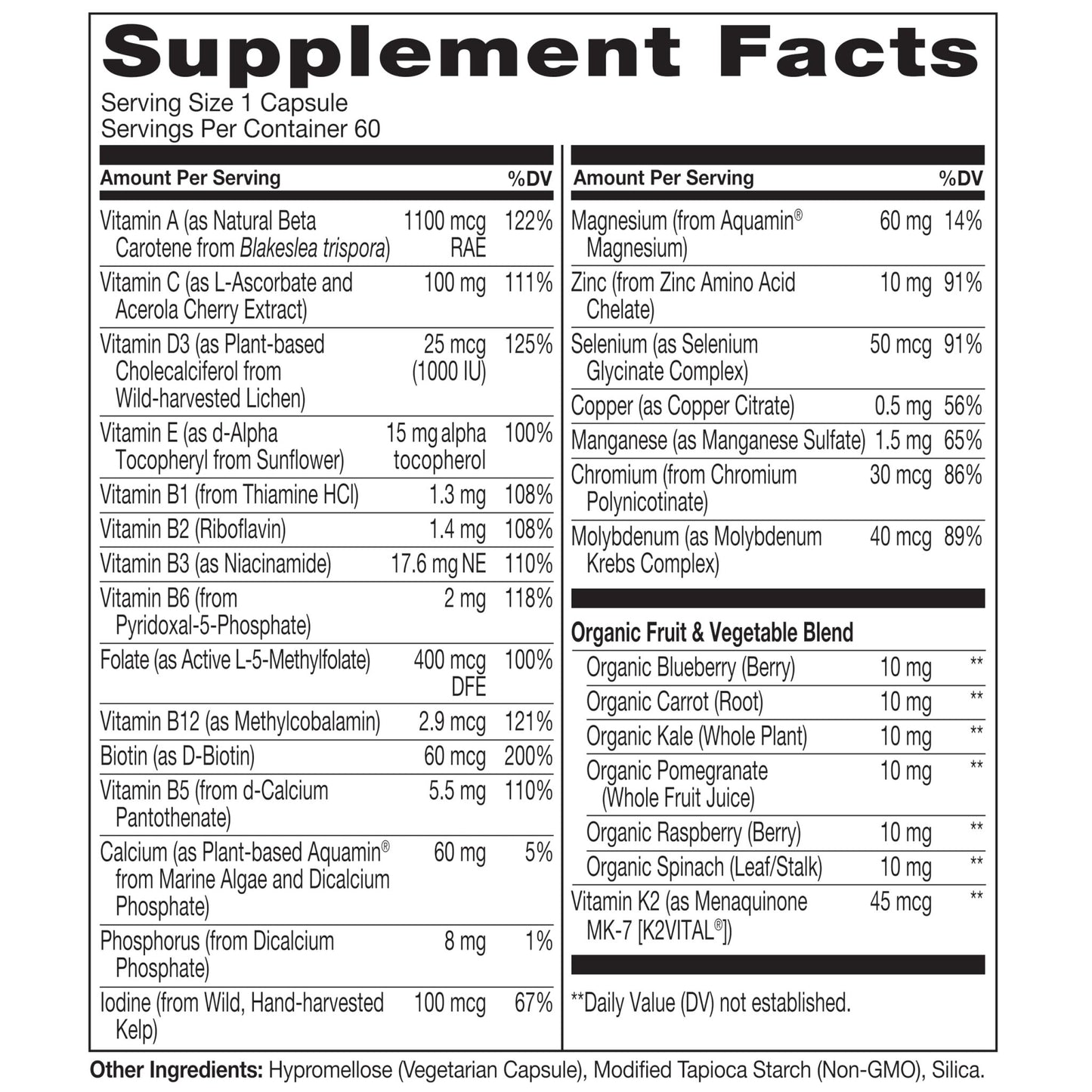 NATURELO Mens Multivitamins for Men 50+ - One Daily Multivitamin for Men with Vitamins, Minerals & Organic Whole Foods, Boost Energy & Health, Non-GMO, 60 Vegetarian Capsules - dailyvitalstore