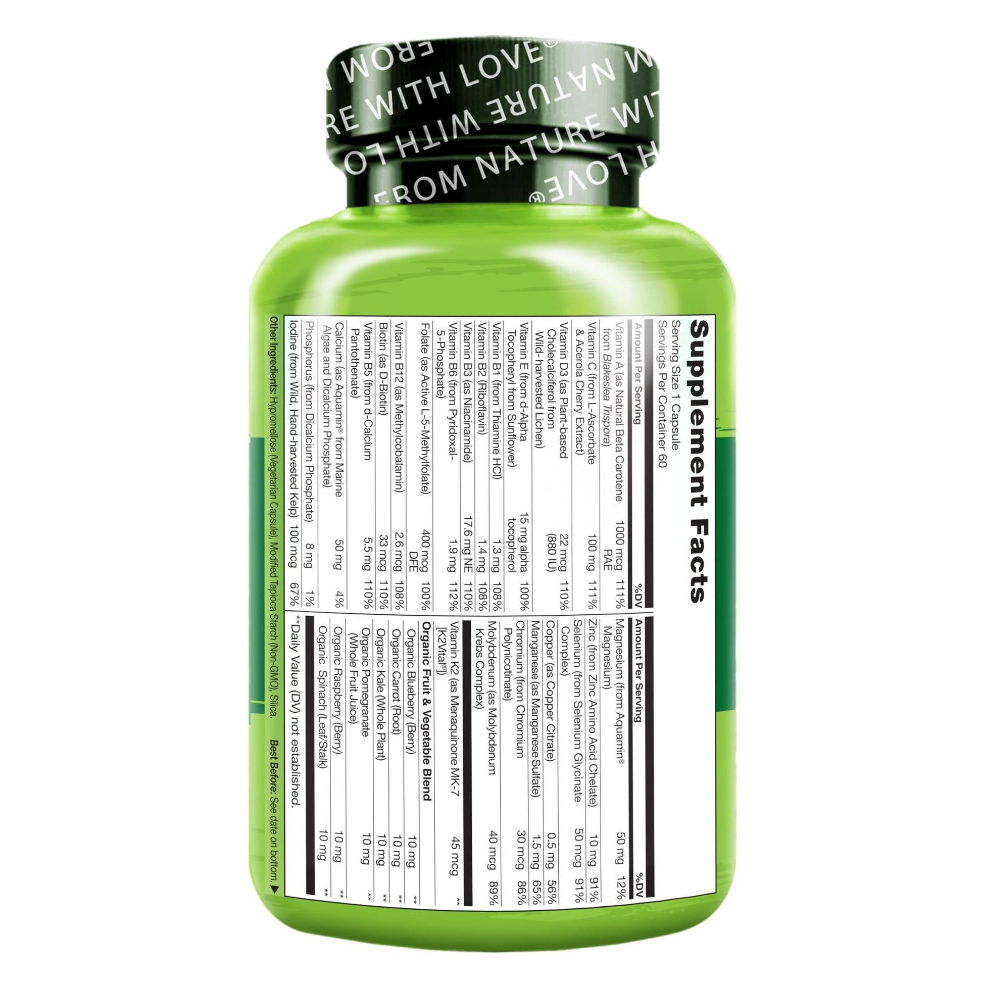 NATURELO Mens Multivitamins - One Daily Multivitamin for Men with Vitamins, Minerals & Organic Whole Foods, Boost Energy & Health, - dailyvitalstore
