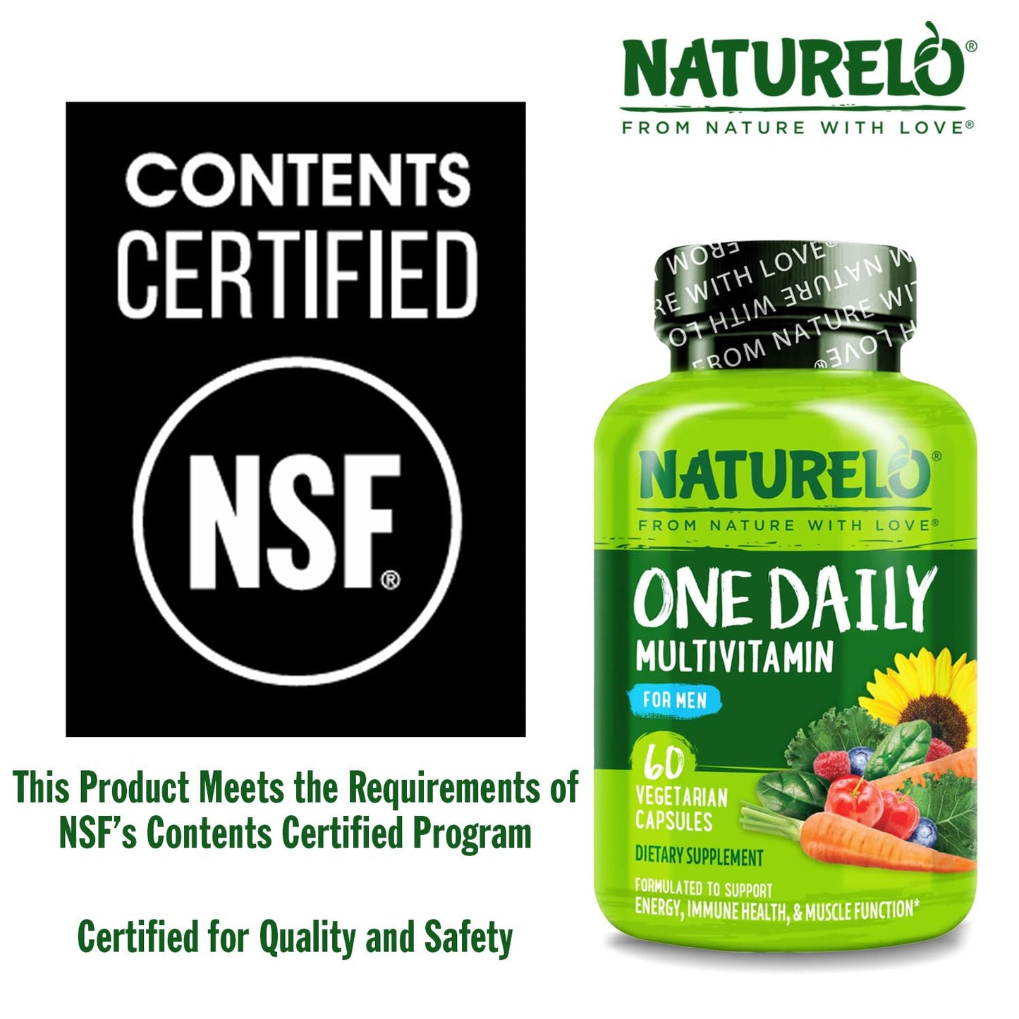 NATURELO Mens Multivitamins - One Daily Multivitamin for Men with Vitamins, Minerals & Organic Whole Foods, Boost Energy & Health, - dailyvitalstore