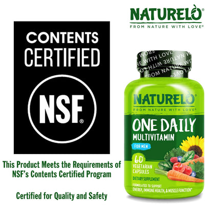 NATURELO Mens Multivitamins - One Daily Multivitamin for Men with Vitamins, Minerals & Organic Whole Foods, Boost Energy & Health, - dailyvitalstore