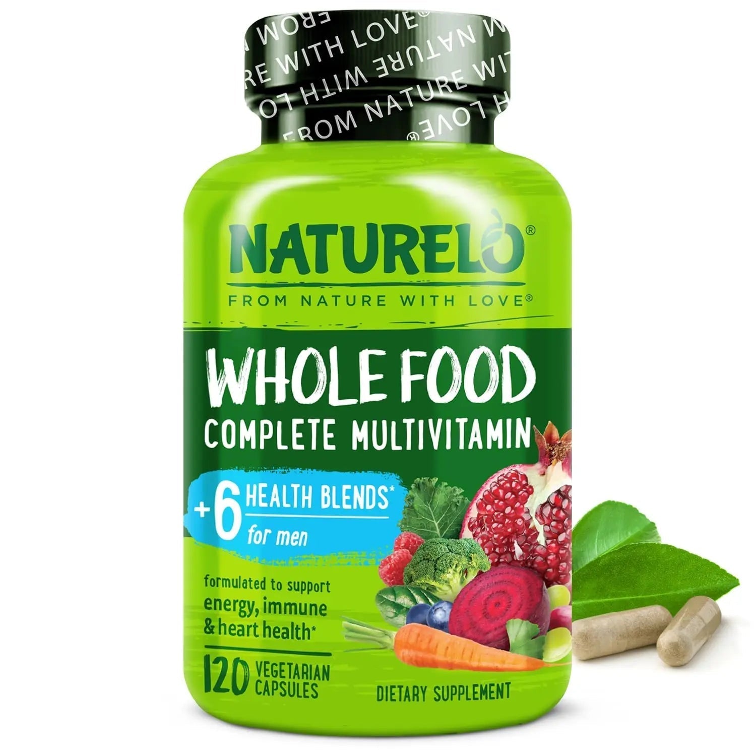 NATURELO Mens Multivitamins - Whole Food Multivitamin for Men with Vitamins, Minerals - 120 Vegetarian Capsules for Energy, Brain, Heart, Eye Health* - dailyvitalstore