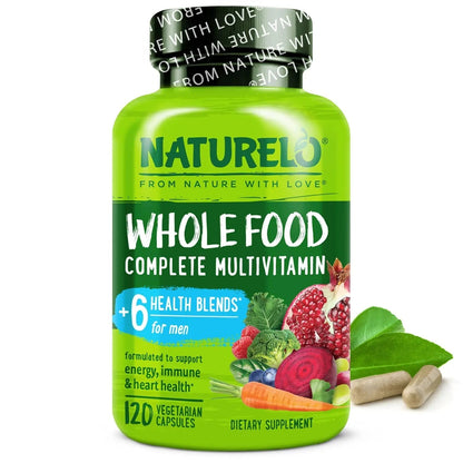 NATURELO Mens Multivitamins - Whole Food Multivitamin for Men with Vitamins, Minerals - 120 Vegetarian Capsules for Energy, Brain, Heart, Eye Health* - dailyvitalstore