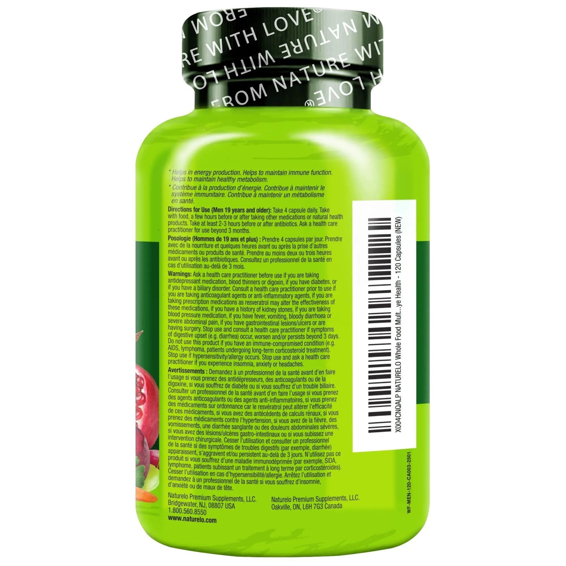NATURELO Mens Multivitamins - Whole Food Multivitamin for Men with Vitamins, Minerals - 120 Vegetarian Capsules for Energy, Brain, Heart, Eye Health* - dailyvitalstore