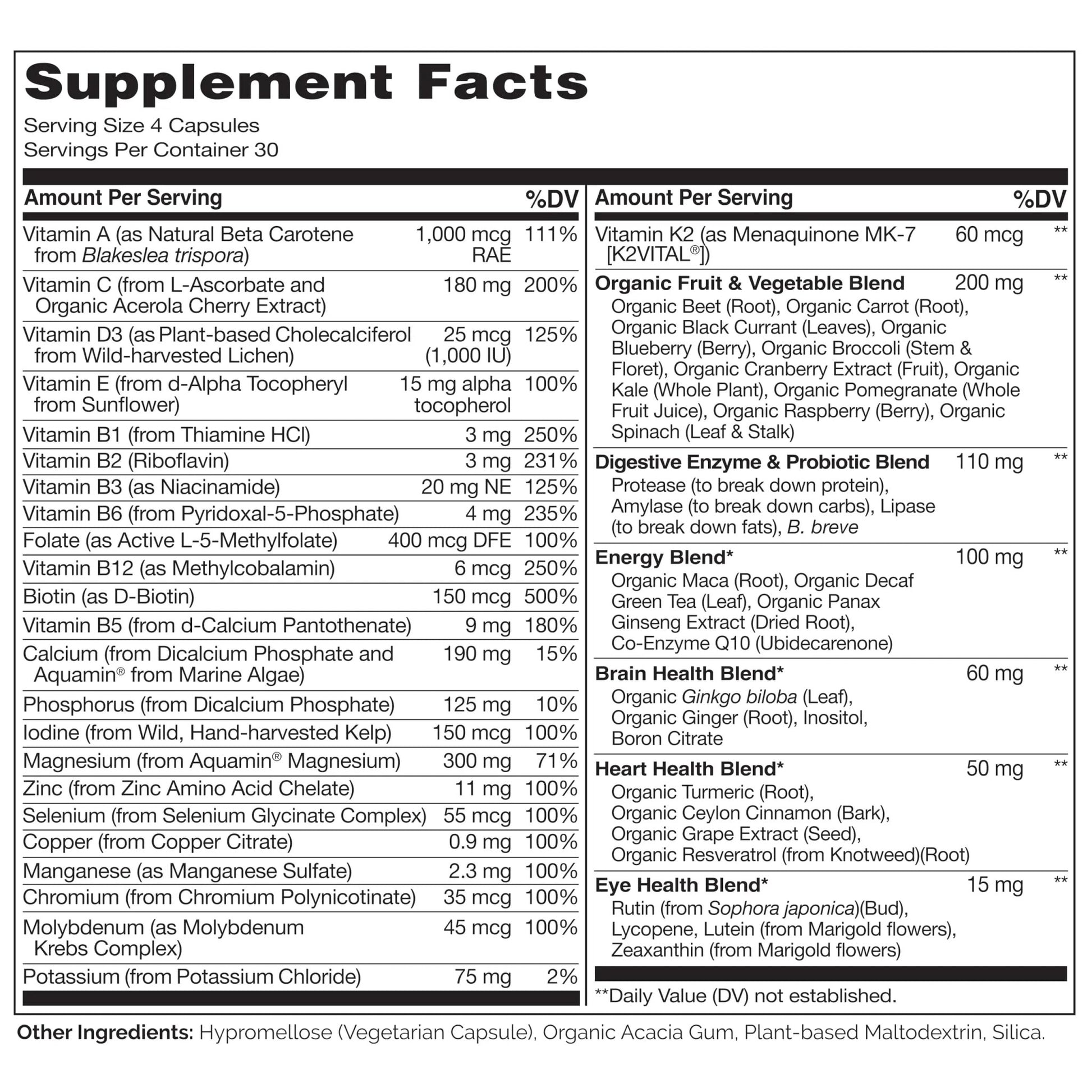 NATURELO Mens Multivitamins - Whole Food Multivitamin for Men with Vitamins, Minerals - 120 Vegetarian Capsules for Energy, Brain, Heart, Eye Health* - dailyvitalstore