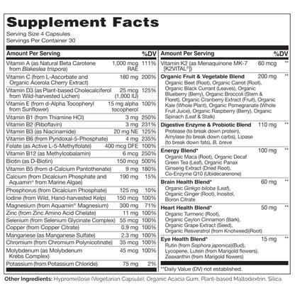 NATURELO Mens Multivitamins - Whole Food Multivitamin for Men with Vitamins, Minerals - 120 Vegetarian Capsules for Energy, Brain, Heart, Eye Health* - dailyvitalstore