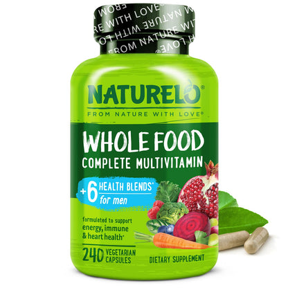 NATURELO Mens Multivitamins - Whole Food Multivitamin for Men with Vitamins, Minerals - 240 Vegetarian Capsules for Energy, Brain, Heart, Eye Health* - dailyvitalstore