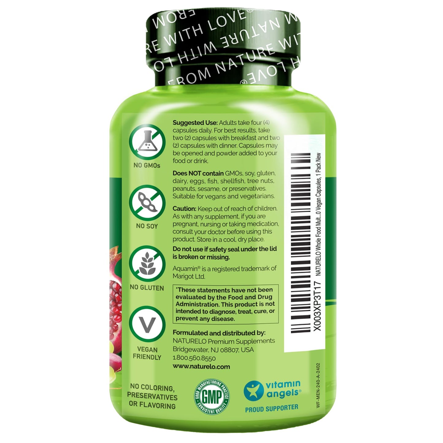 NATURELO Mens Multivitamins - Whole Food Multivitamin for Men with Vitamins, Minerals - 240 Vegetarian Capsules for Energy, Brain, Heart, Eye Health* - dailyvitalstore