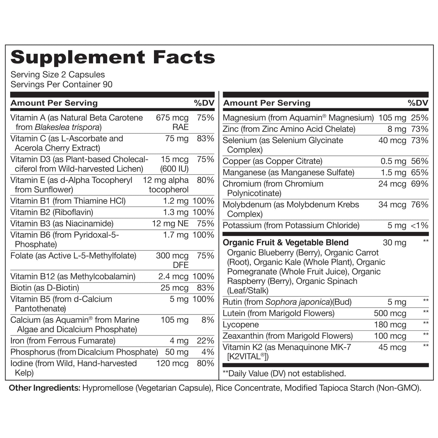 NATURELO Multivitamins for Teenage Girls/Boys, 180 Capsules, Whole Food Multivitamin with Minerals, Non-GMO, Vegetarian - dailyvitalstore