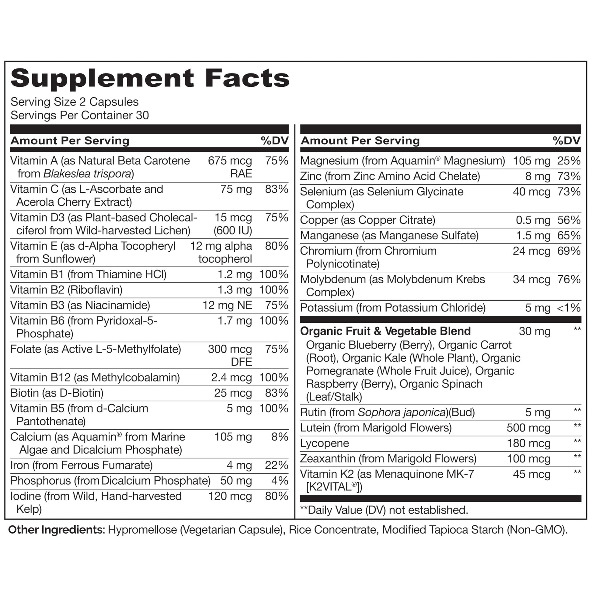 NATURELO Multivitamins for Teenage Girls/Boys, 60 Capsules, Whole Food Multivitamin with Minerals, Non-GMO, Vegetarian - dailyvitalstore