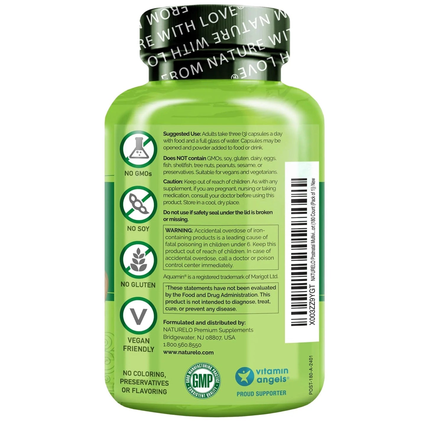 NATURELO Postnatal Multivitamin - Supplement for Breastfeeding Women - Plant-Based Vitamin D, Folate, Gentle Iron - dailyvitalstore