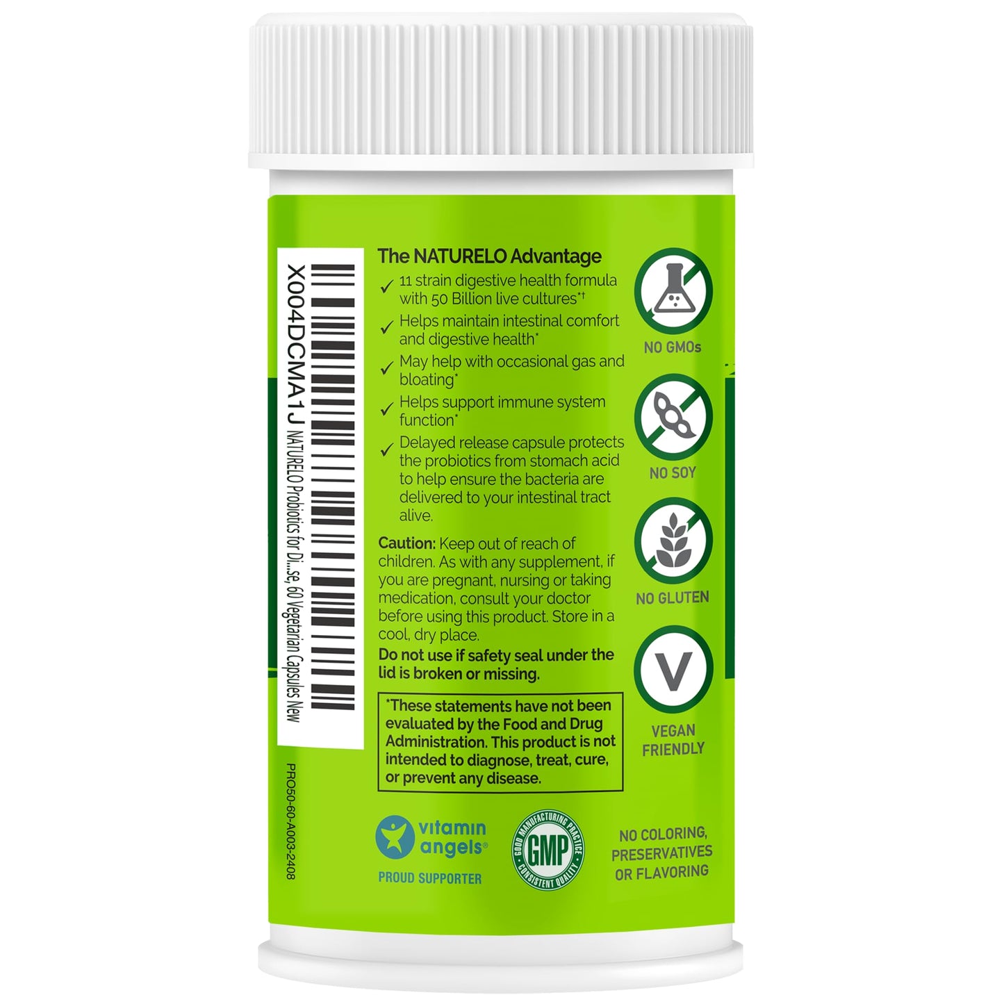 NATURELO Probiotics for Digestive Health - 50 Billion CFU, 11 Strains, Daily Use Supplement - Boosts Immune System, Delayed Release, - dailyvitalstore