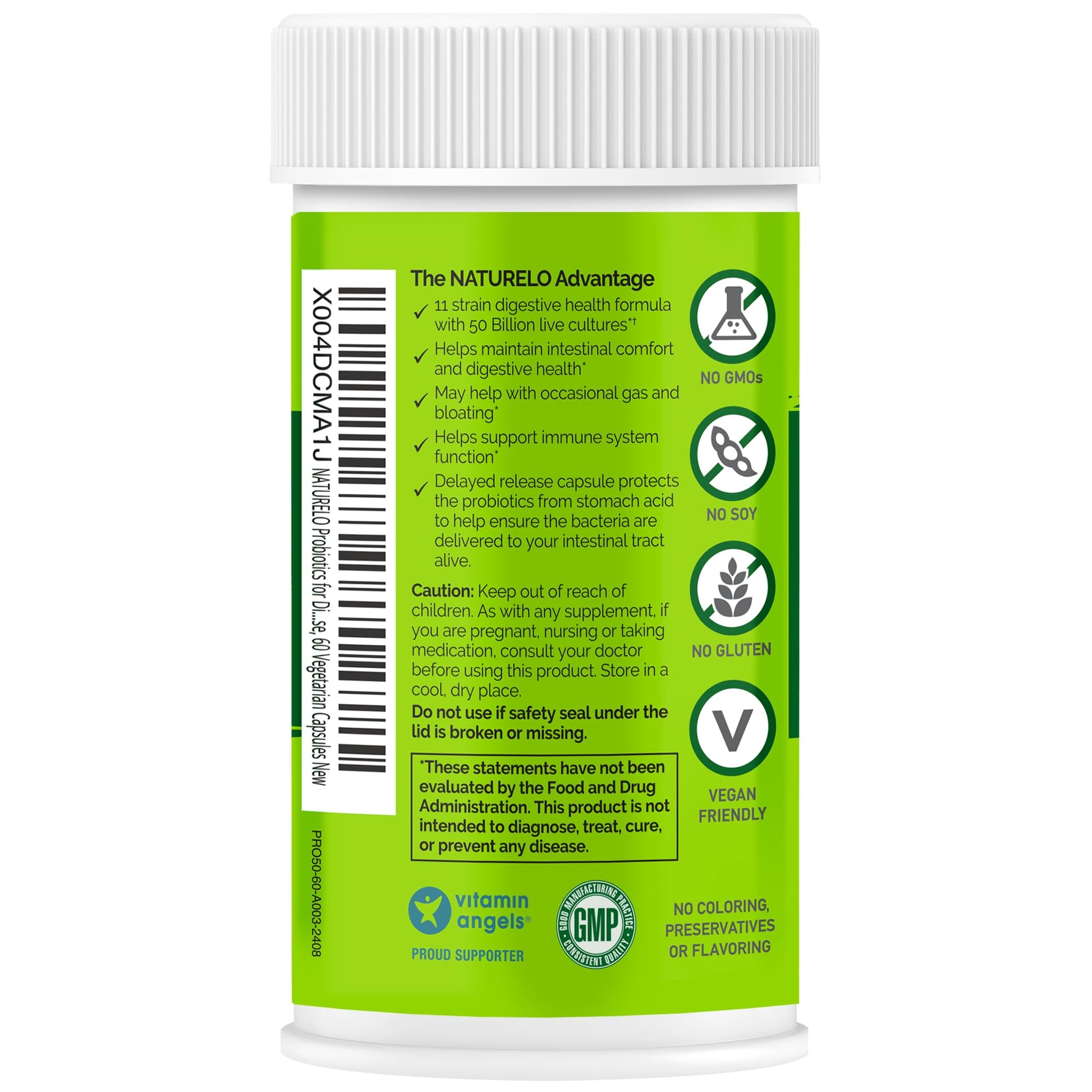 NATURELO Probiotics for Digestive Health - 50 Billion CFU, 11 Strains, Daily Use Supplement - Boosts Immune System, Delayed Release, - dailyvitalstore