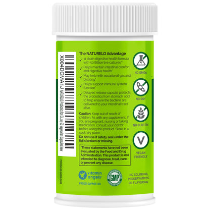 NATURELO Probiotics for Digestive Health - 50 Billion CFU, 11 Strains, Daily Use Supplement - Boosts Immune System, Delayed Release, - dailyvitalstore