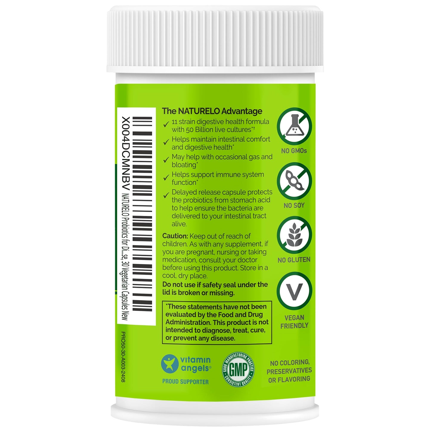 NATURELO Probiotics for Digestive Health, 50 Billion CFU, 30 Vegetarian Capsules, 11 Strains, Daily Use Supplement, Delayed Release, No-Fridge, Helps Boost Immune System, - dailyvitalstore