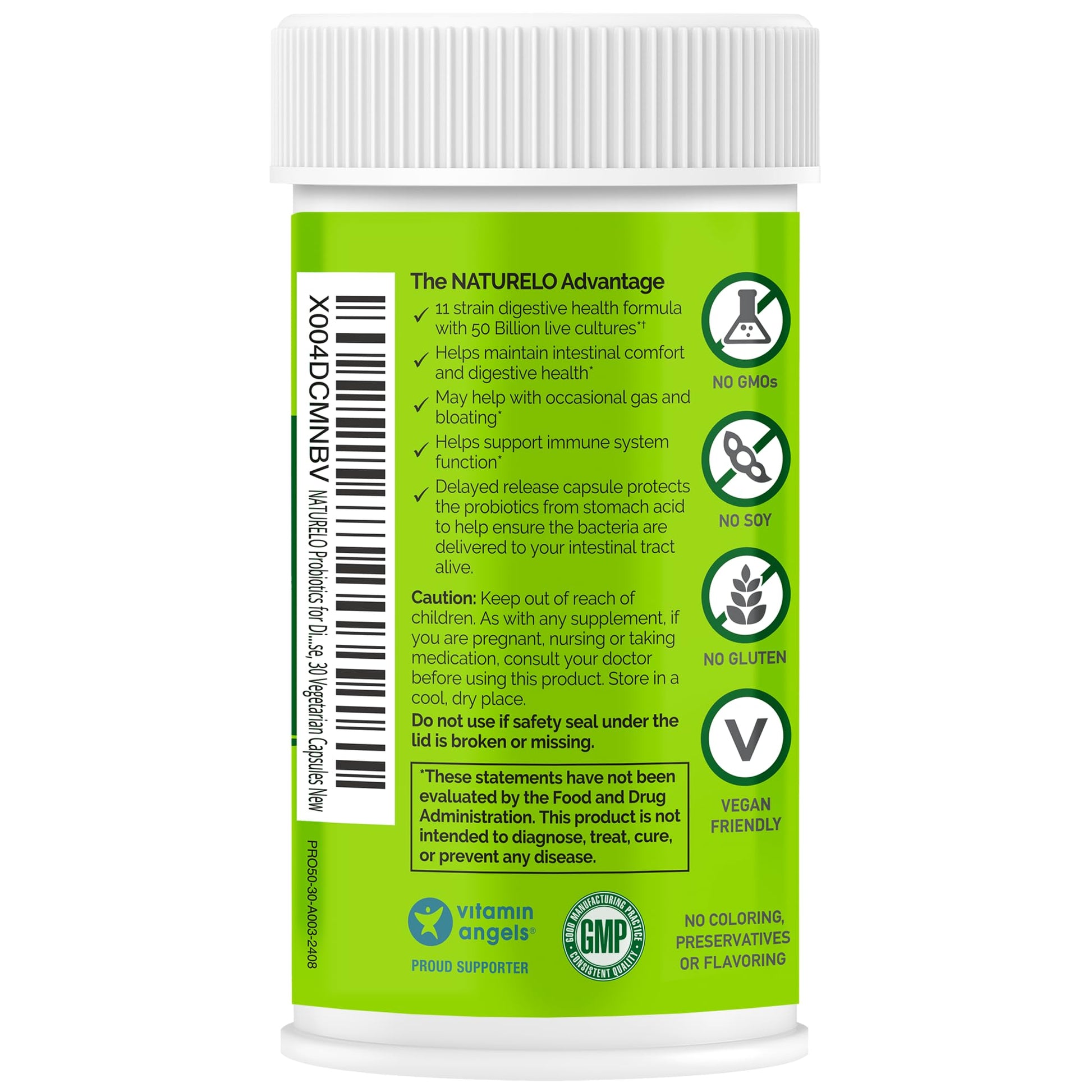 NATURELO Probiotics for Digestive Health, 50 Billion CFU, 30 Vegetarian Capsules, 11 Strains, Daily Use Supplement, Delayed Release, No-Fridge, Helps Boost Immune System, - dailyvitalstore