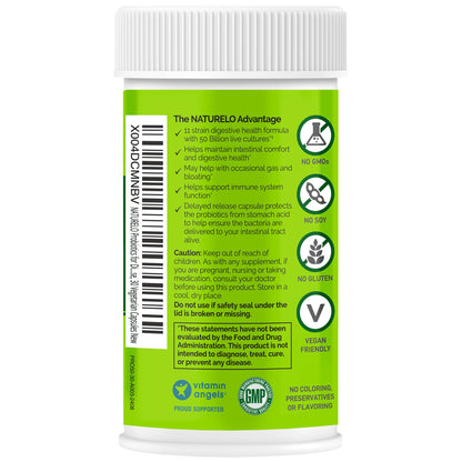 NATURELO Probiotics for Digestive Health, 50 Billion CFU, 30 Vegetarian Capsules, 11 Strains, Daily Use Supplement, Delayed Release, No-Fridge, Helps Boost Immune System, - dailyvitalstore