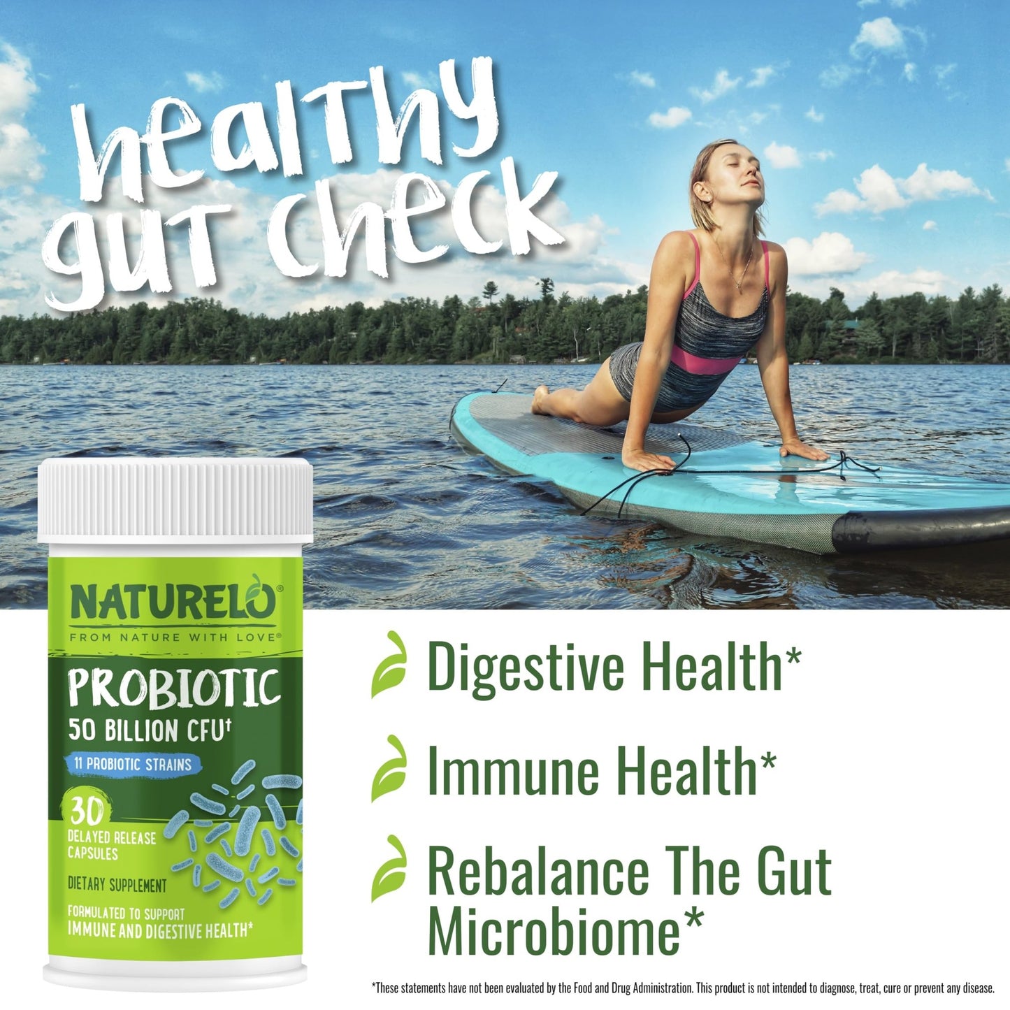 NATURELO Probiotics for Digestive Health, 50 Billion CFU, 30 Vegetarian Capsules, 11 Strains, Daily Use Supplement, Delayed Release, No-Fridge, Helps Boost Immune System, - dailyvitalstore