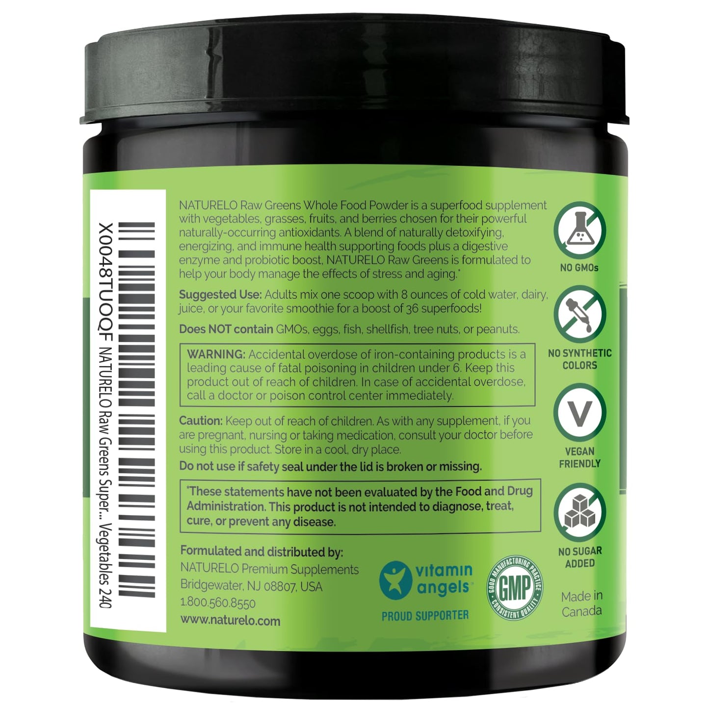 NATURELO Raw Greens Superfood Powder 240 Grams, Mixed Berry - Supports Energy, Immunity and Detox - Includes Spirulina, Wheat Grass and Organic Greens for Whole Food Nutrition - dailyvitalstore