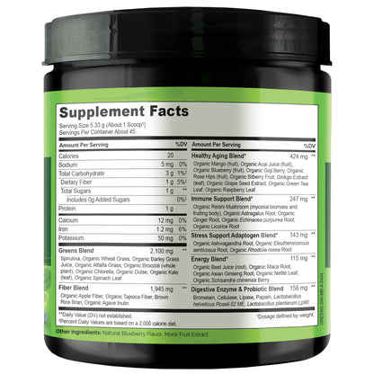 NATURELO Raw Greens Superfood Powder 240 Grams, Mixed Berry - Supports Energy, Immunity and Detox - Includes Spirulina, Wheat Grass and Organic Greens for Whole Food Nutrition - dailyvitalstore