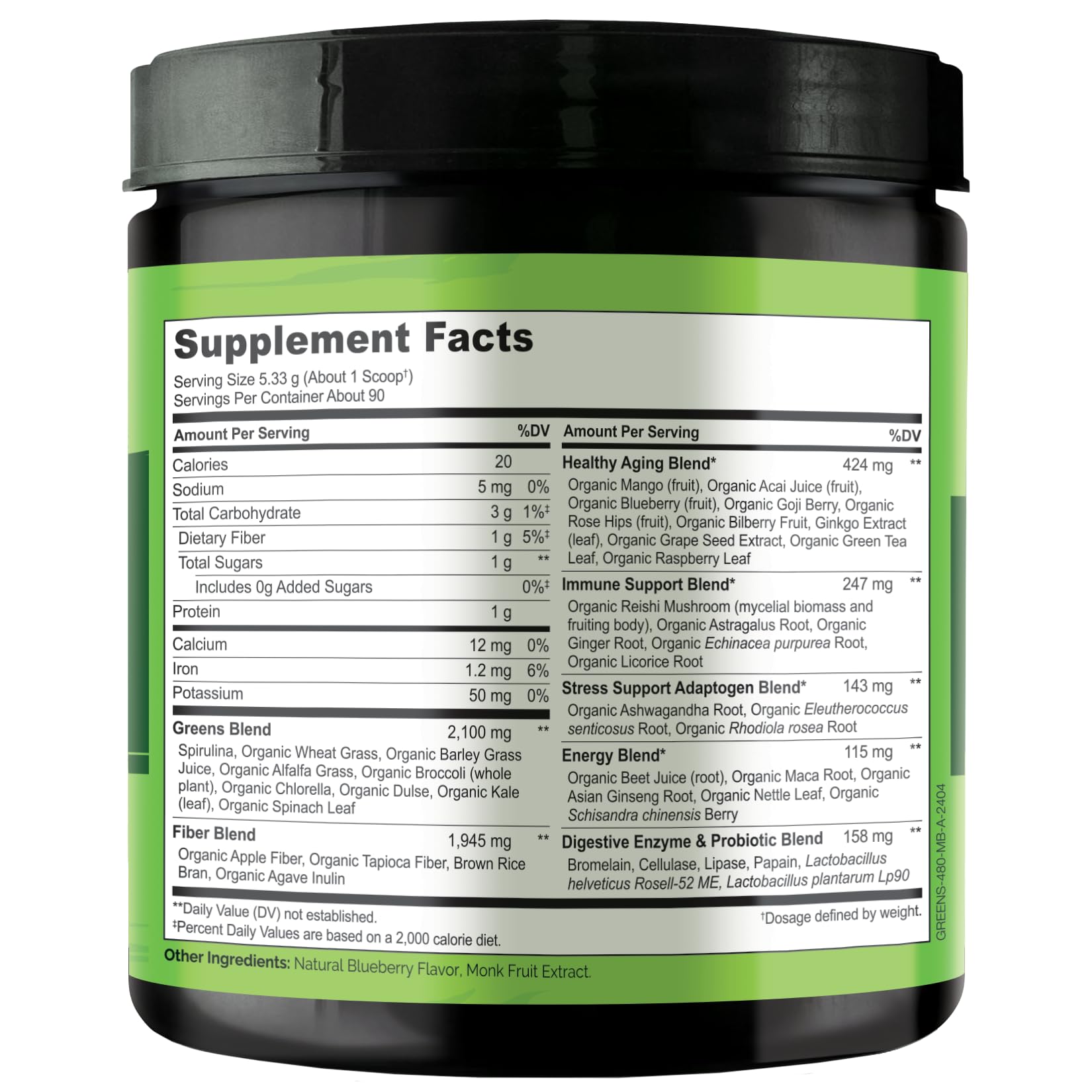 NATURELO Raw Greens Superfood Powder 480 Grams, Mixed Berry - Supports Energy, Immunity and Detox - Includes Spirulina, Wheat Grass and Organic - dailyvitalstore