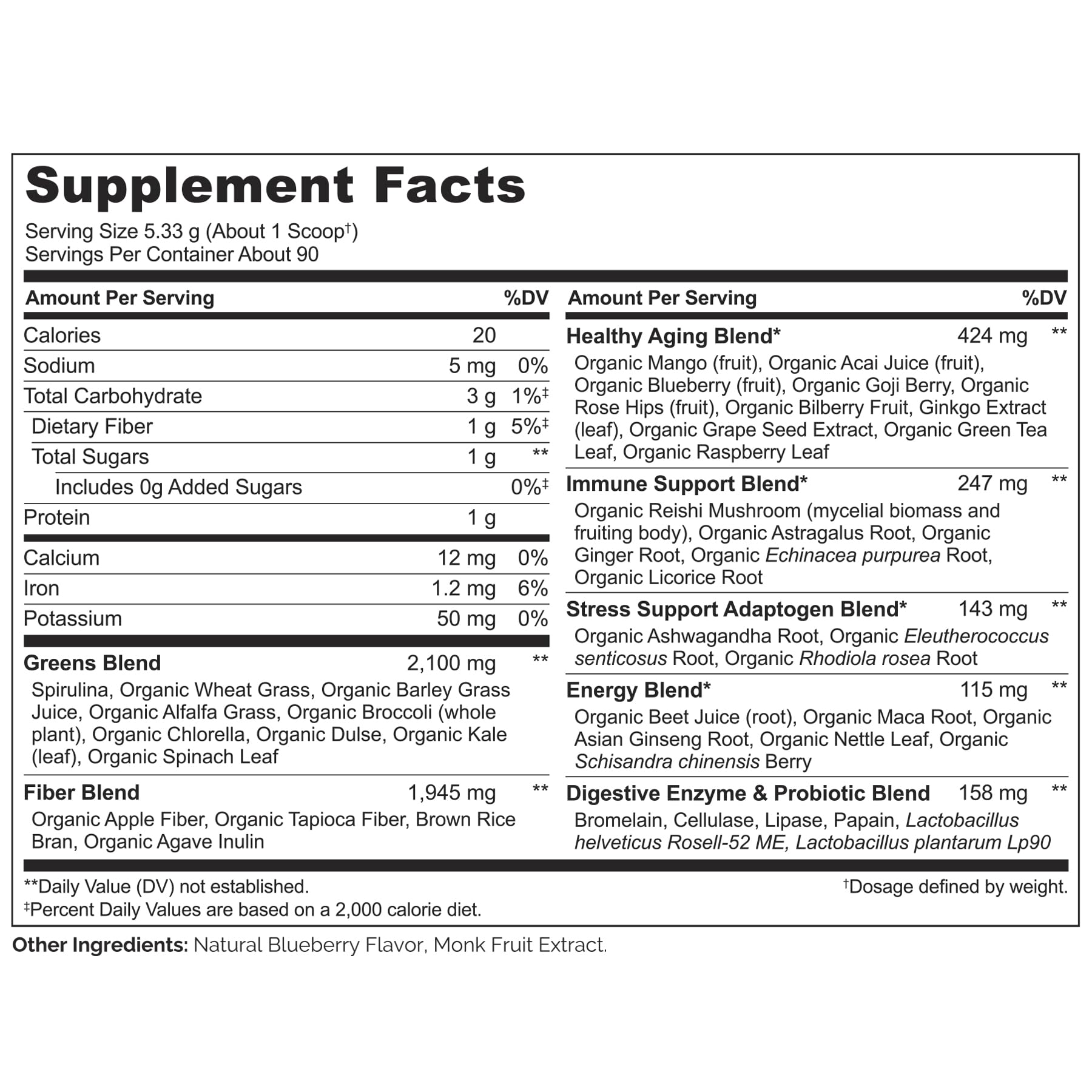 NATURELO Raw Greens Superfood Powder 480 Grams, Mixed Berry - Supports Energy, Immunity and Detox - Includes Spirulina, Wheat Grass and Organic - dailyvitalstore