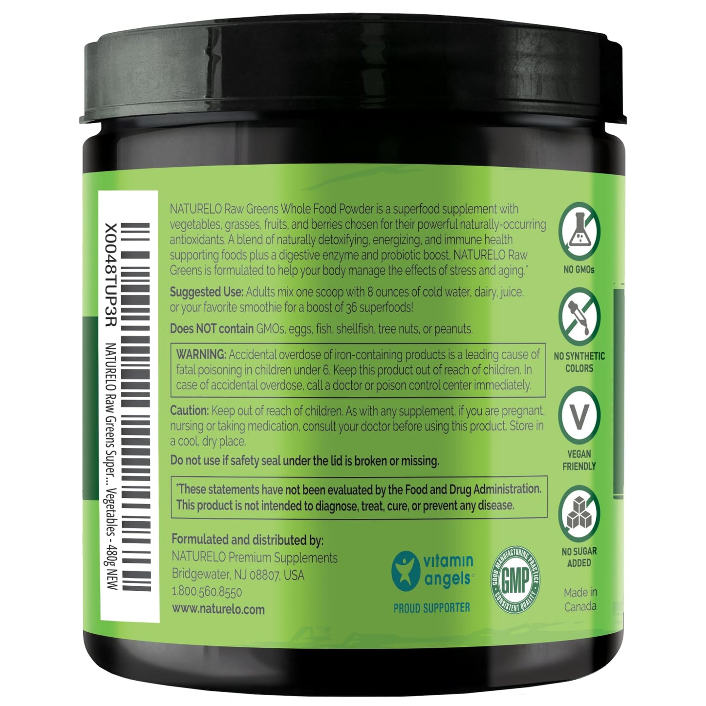 NATURELO Raw Greens Superfood Powder 480 Grams, Mixed Berry - Supports Energy, Immunity and Detox - Includes Spirulina, Wheat Grass and Organic - dailyvitalstore