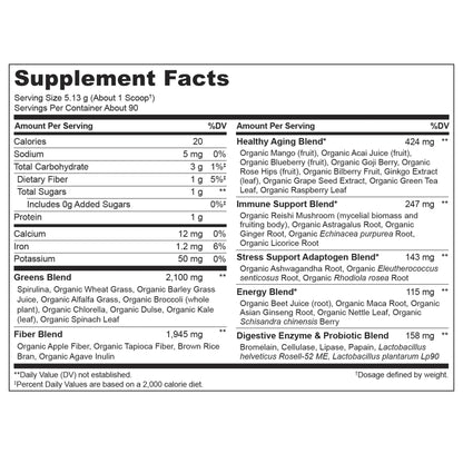 NATURELO Raw Greens Superfood Powder - Unsweetened - Boost Energy, Detox, Enhance Health - Organic Spirulina - Wheat Grass - Whole Food Nutrition from Fruits - dailyvitalstore