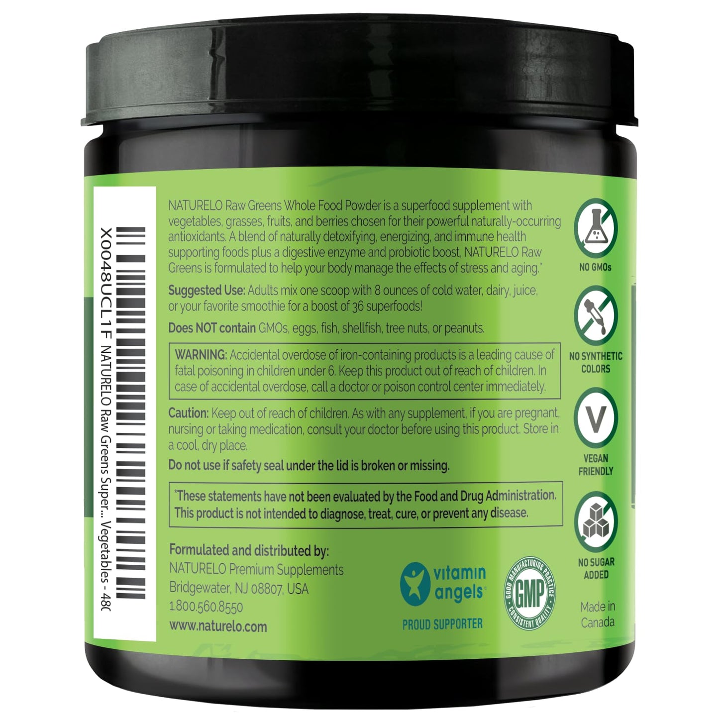 NATURELO Raw Greens Superfood Powder - Unsweetened - Boost Energy, Detox, Enhance Health - Organic Spirulina - Wheat Grass - Whole Food Nutrition from Fruits - dailyvitalstore