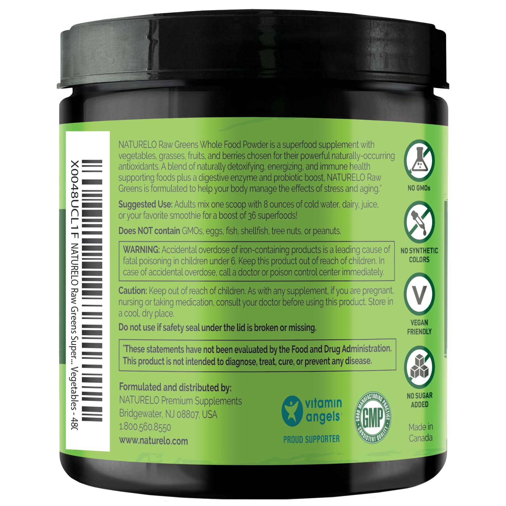 NATURELO Raw Greens Superfood Powder - Unsweetened - Boost Energy, Detox, Enhance Health - Organic Spirulina - Wheat Grass - Whole Food Nutrition from Fruits - dailyvitalstore