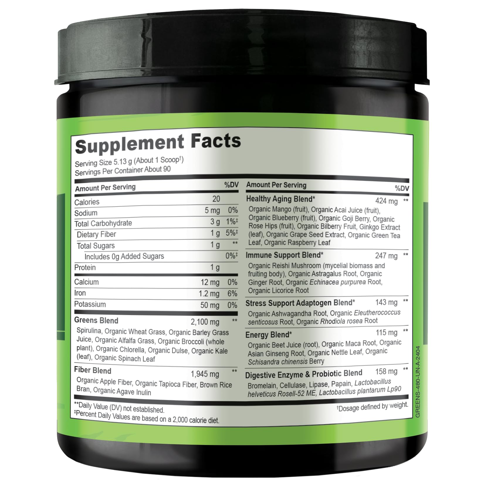 NATURELO Raw Greens Superfood Powder - Unsweetened - Boost Energy, Detox, Enhance Health - Organic Spirulina - Wheat Grass - Whole Food Nutrition from Fruits - dailyvitalstore