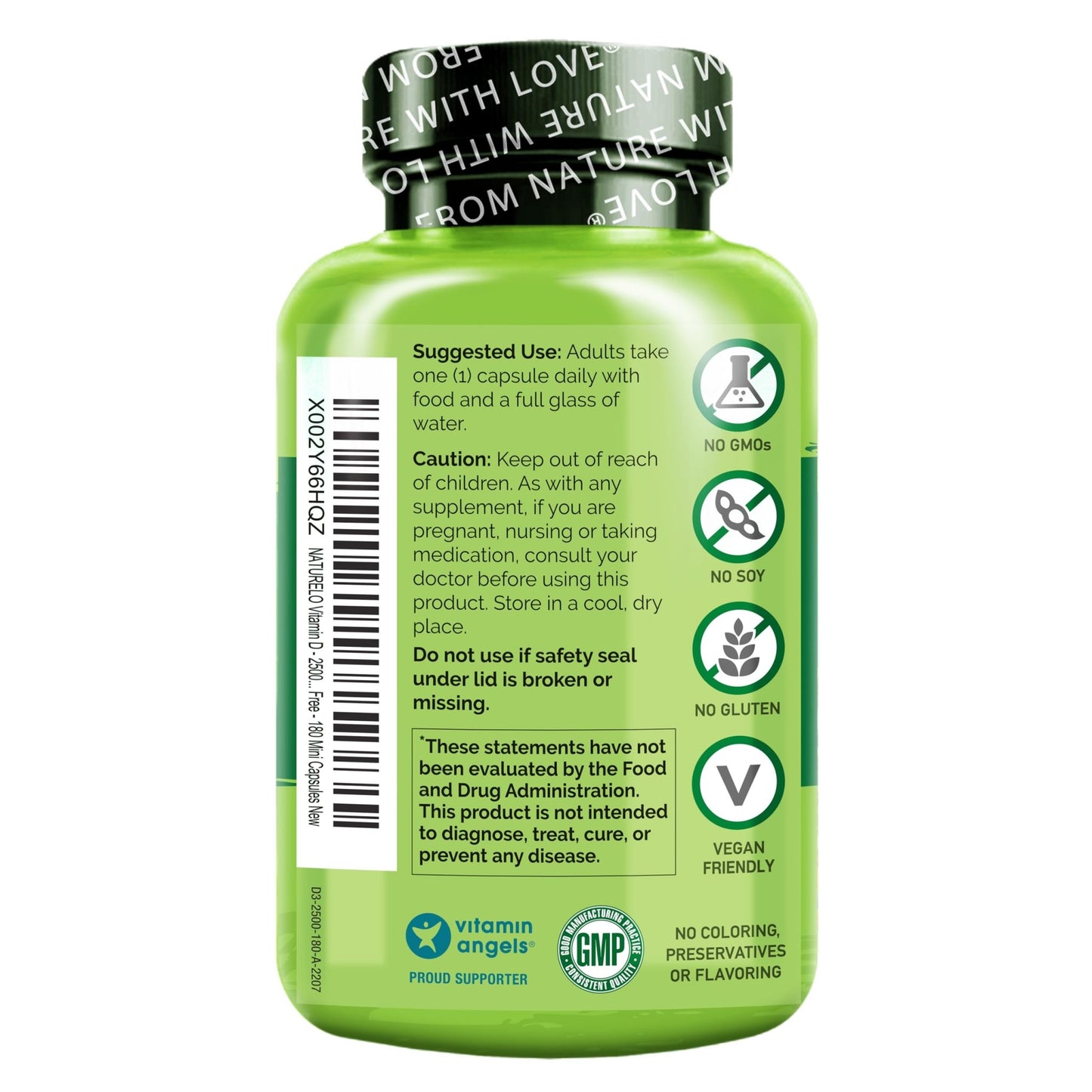 NATURELO Vitamin D - 2500 IU - Plant Based from Lichen - Natural D3 Supplement for Immune System, Bone Support, Joint Health - Vegan - dailyvitalstore