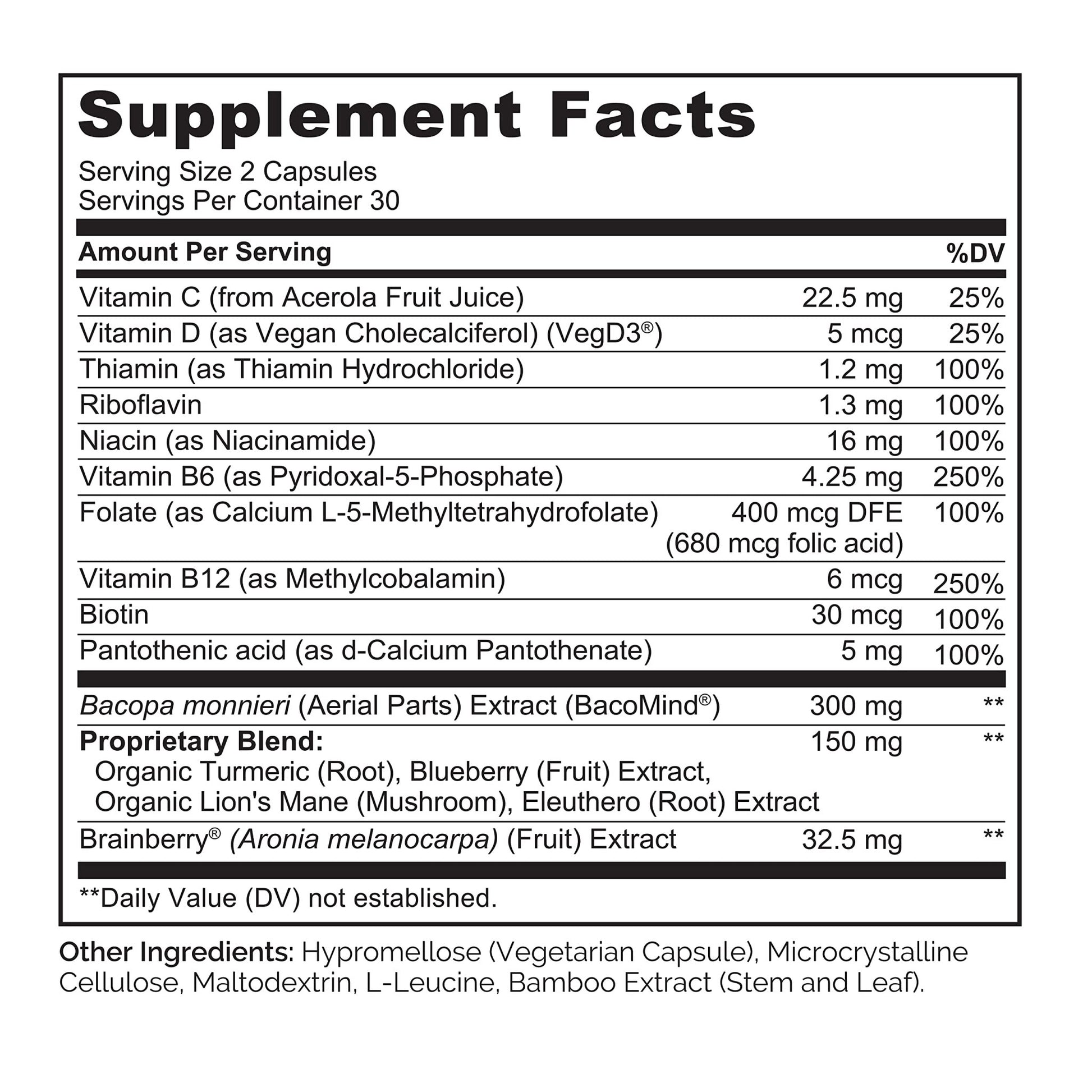 NATURELO Whole Food Brain Supplement - Brain Health Supplements for Memory & Focus Support - Enhance Brain Health Blend Supplement for Adults - 60 Vegetarian Capsules - dailyvitalstore