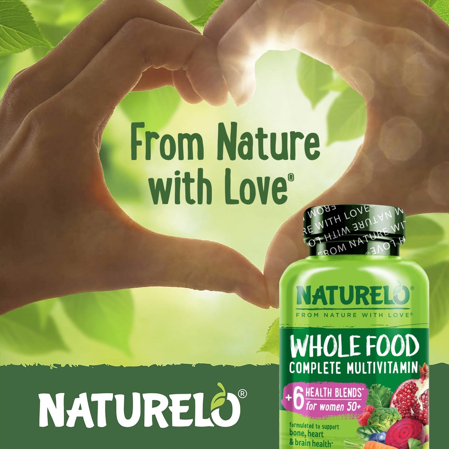 NATURELO Whole Food Multivitamin for Women 50+ (Iron Free) with Vitamins, Minerals, & Organic Extracts - Supplement for Post Menopausal Women Over 50 - dailyvitalstore