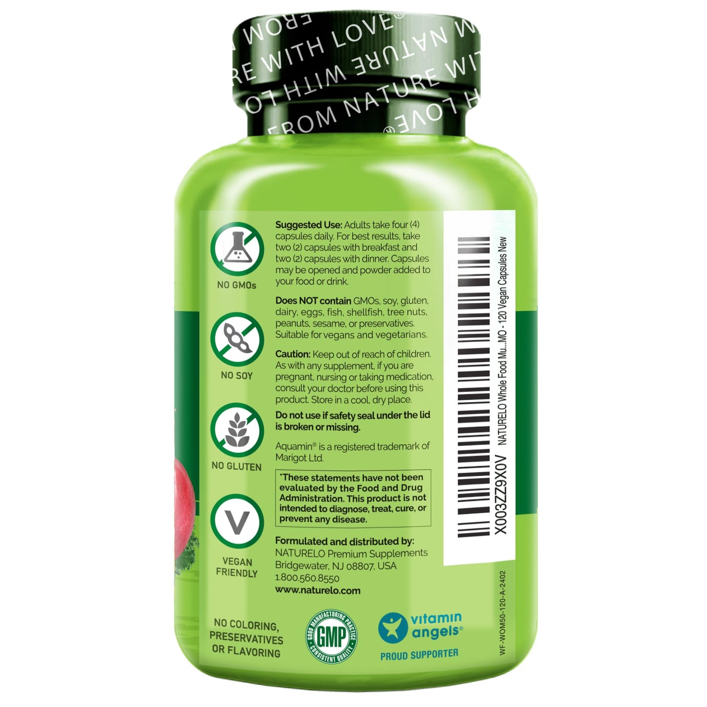 NATURELO Whole Food Multivitamin for Women 50+ (Iron Free) with Vitamins, Minerals, & Organic Extracts - Supplement for Post Menopausal Women Over 50 - dailyvitalstore