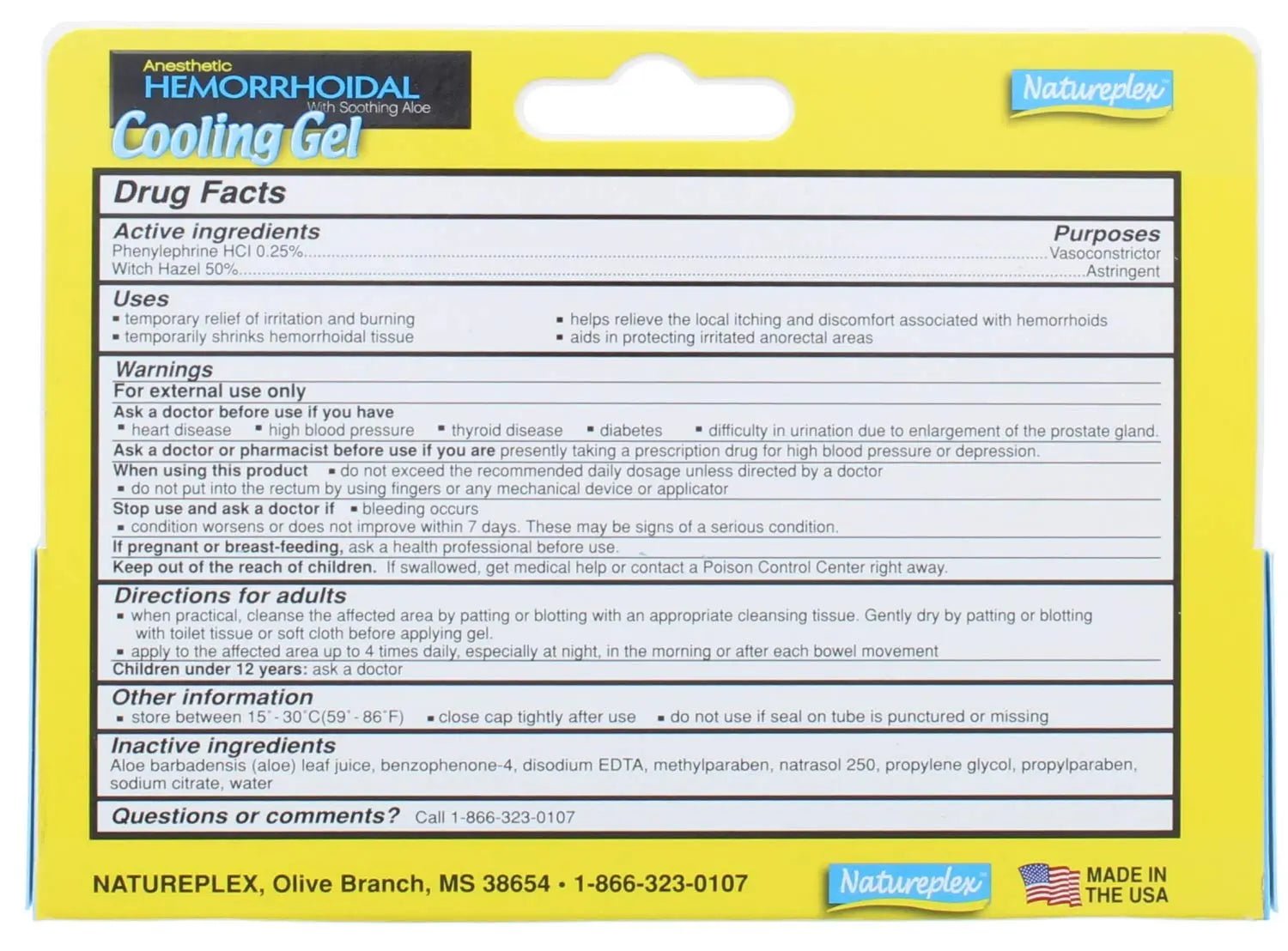 Natureplex Anesthetic Hemorrhoidal Cooling Gel 0.9 oz (2 Pack) – Witch Hazel & Phenylephrine, Soothing Aloe Formula for Temporary Itching, Burning & Swelling Relief - Made in USA - dailyvitalstore